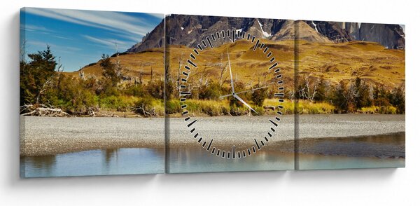 Tablou - Parcul Național Torres del Paine (cu ceas) (90x30 cm)