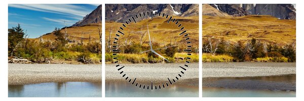 Tablou - Parcul Național Torres del Paine (cu ceas) (90x30 cm)