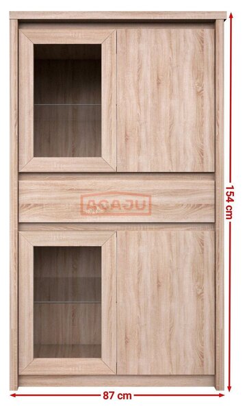 Vitrina NORTON, stejar sonoma, PAL laminat/canturi PVC/sticla, 87x40x1