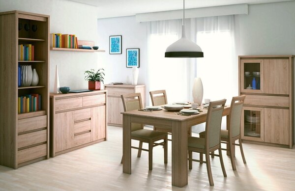 Vitrina NORTON, stejar sonoma, PAL laminat/canturi PVC/sticla, 87x40x1