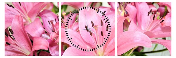 Tablou - Liliac roz (cu ceas) (90x30 cm)