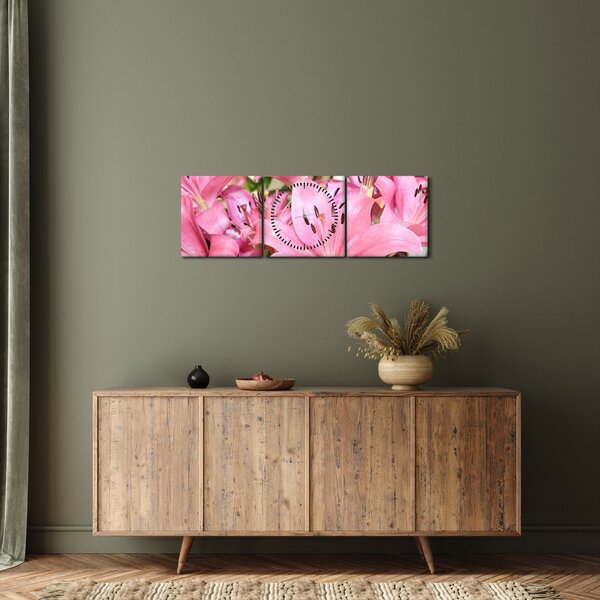 Tablou - Liliac roz (cu ceas) (90x30 cm)