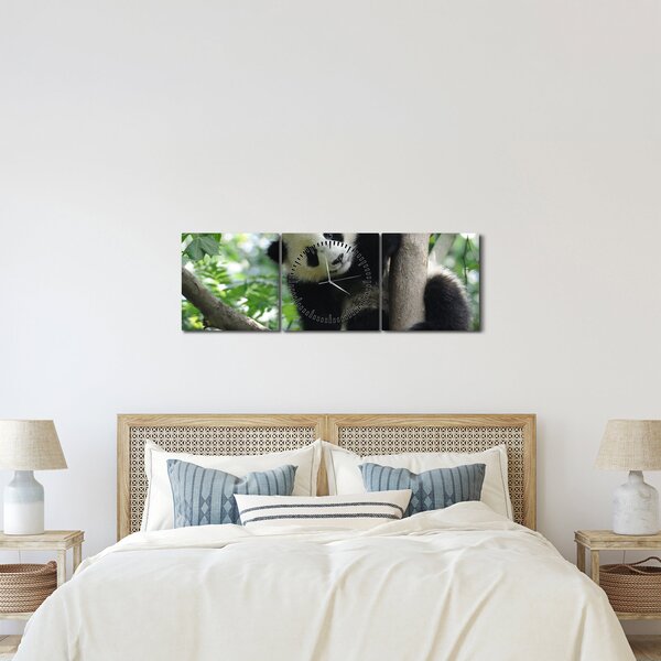 Tablou - Panda in copac (cu ceas) (90x30 cm)