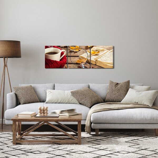 Tablou - Ceainărie de toamnă (cu ceas) (90x30 cm)