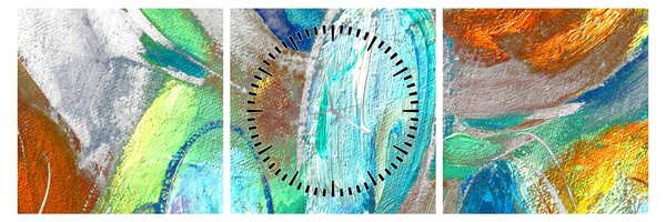Tablou - Abstract colorat (cu ceas) (90x30 cm)