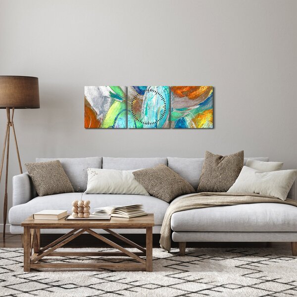 Tablou - Abstract colorat (cu ceas) (90x30 cm)
