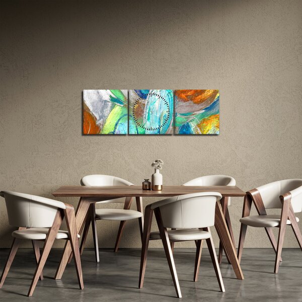 Tablou - Abstract colorat (cu ceas) (90x30 cm)