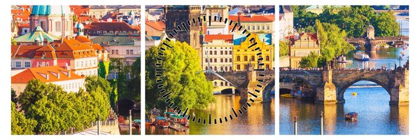 Tablou - Praga (cu ceas) (90x30 cm)