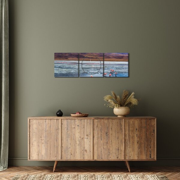 Tablou - Flamingo (cu ceas) (90x30 cm)