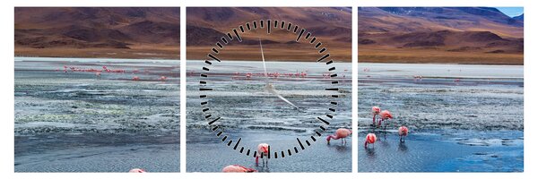 Tablou - Flamingo (cu ceas) (90x30 cm)