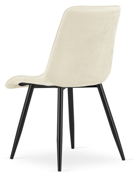 Scaun de masa SPLIT VELVET cu picioare negre, bej deschis
