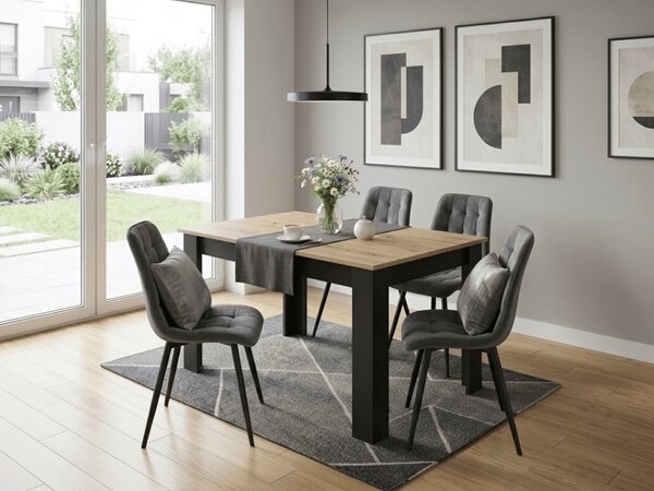 Scaun de masa SPLIT VELVET cu picioare negre, gri inchis
