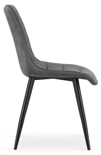 Scaun de masa SPLIT VELVET cu picioare negre, gri inchis