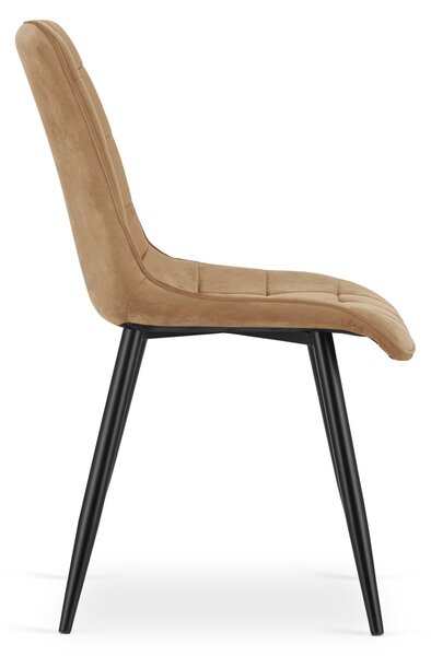 Scaun de masa SPLIT VELVET cu picioare negre, maro