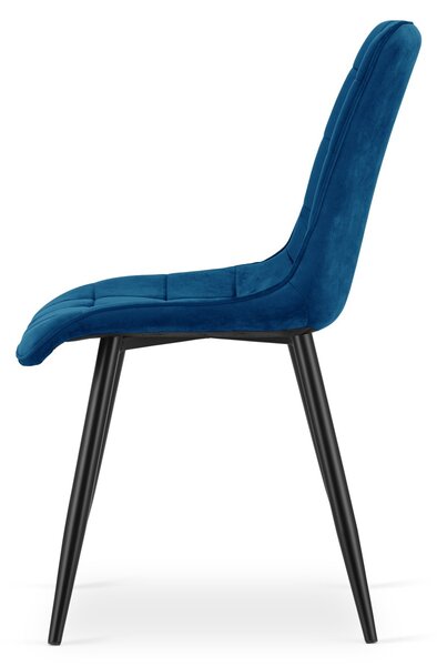 Scaun de masa SPLIT VELVET cu picioare negre, albastru