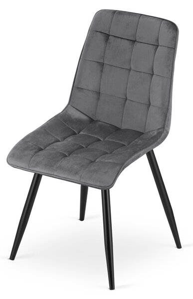 Scaun de masa SPLIT VELVET cu picioare negre, gri inchis