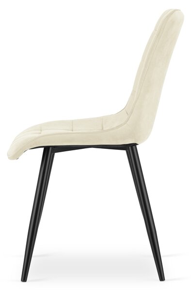 Scaun de masa SPLIT VELVET cu picioare negre, bej deschis