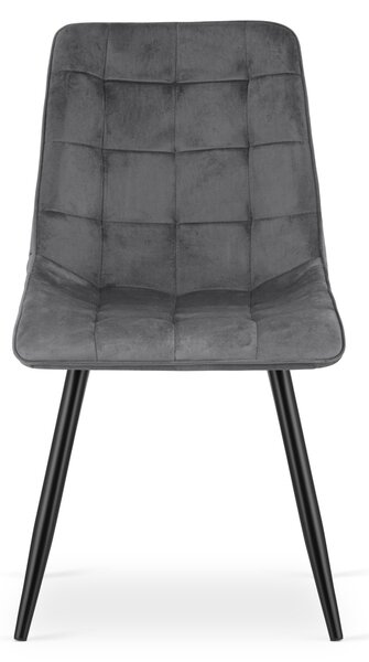 Scaun de masa SPLIT VELVET cu picioare negre, gri inchis