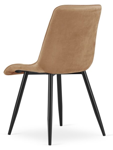 Scaun de masa SPLIT VELVET cu picioare negre, maro