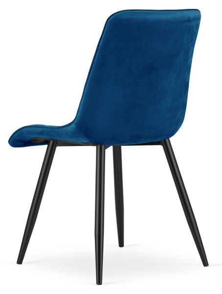 Scaun de masa SPLIT VELVET cu picioare negre, albastru