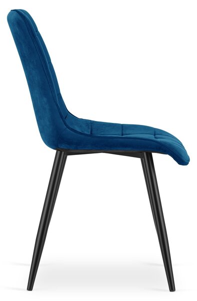 Scaun de masa SPLIT VELVET cu picioare negre, albastru