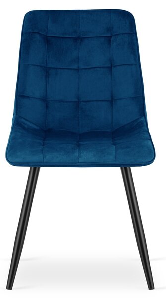 Scaun de masa SPLIT VELVET cu picioare negre, albastru