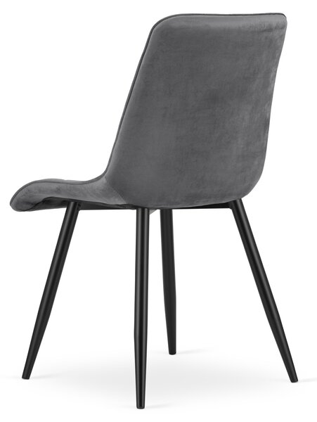 Scaun de masa SPLIT VELVET cu picioare negre, gri inchis