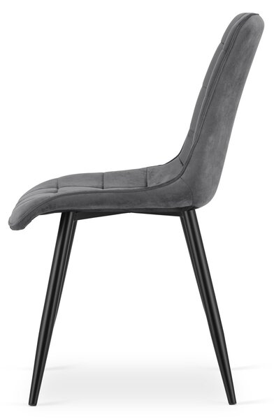 Scaun de masa SPLIT VELVET cu picioare negre, gri inchis
