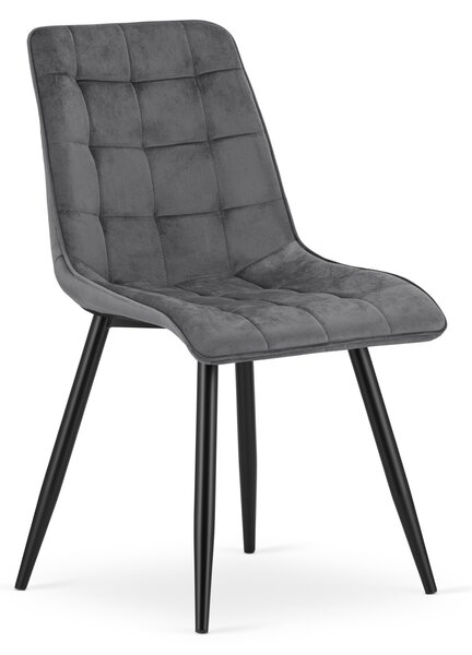 Scaun de masa SPLIT VELVET cu picioare negre, gri inchis