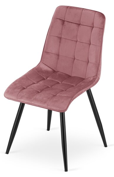 Scaun de masa SPLIT VELVET cu picioare negre, roz inchis