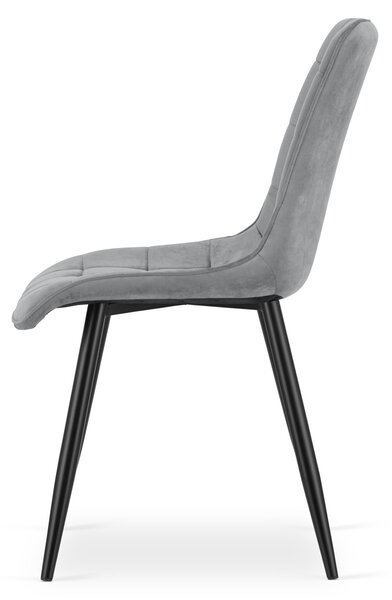 Scaun de masa SPLIT VELVET cu picioare negre, gri deschis