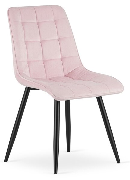 Scaun de masa SPLIT VELVET cu picioare negre, roz deschis