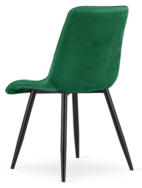 Scaun de masa SPLIT VELVET cu picioare negre, verde
