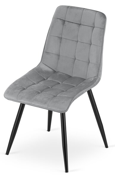 Scaun de masa SPLIT VELVET cu picioare negre, gri deschis