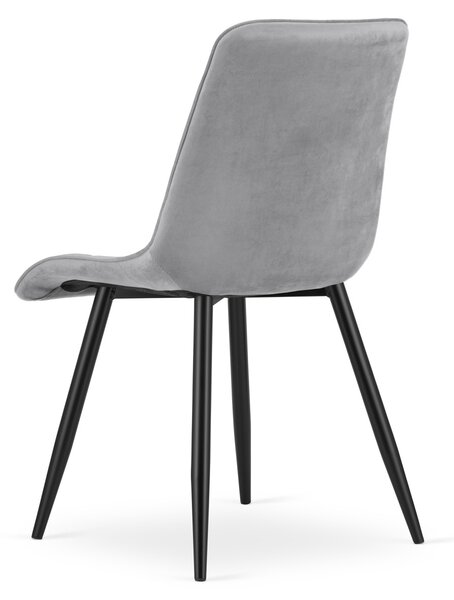 Scaun de masa SPLIT VELVET cu picioare negre, gri deschis
