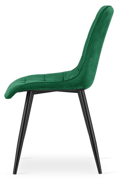 Scaun de masa SPLIT VELVET cu picioare negre, verde