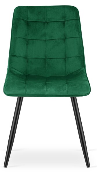 Scaun de masa SPLIT VELVET cu picioare negre, verde
