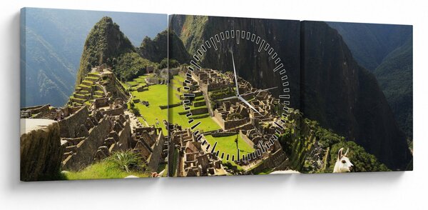 Tablou - Lame in Machu Picchu (cu ceas) (90x30 cm)