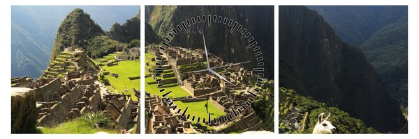 Tablou - Lame in Machu Picchu (cu ceas) (90x30 cm)