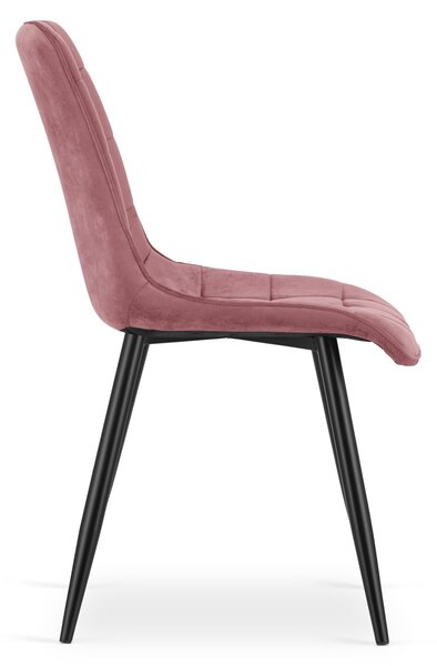 Scaun de masa SPLIT VELVET cu picioare negre, roz inchis