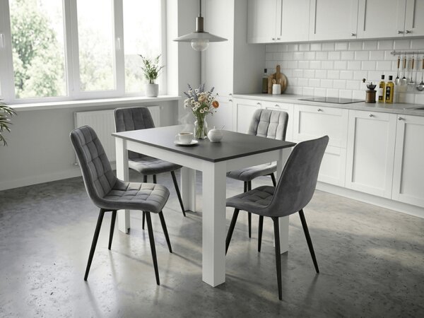 Scaun de masa SPLIT VELVET cu picioare negre, gri deschis