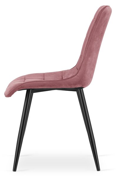 Scaun de masa SPLIT VELVET cu picioare negre, roz inchis