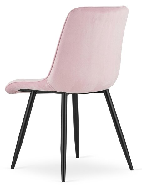 Scaun de masa SPLIT VELVET cu picioare negre, roz deschis