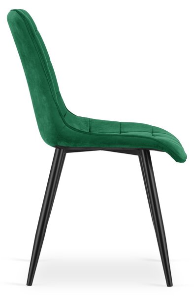 Scaun de masa SPLIT VELVET cu picioare negre, verde