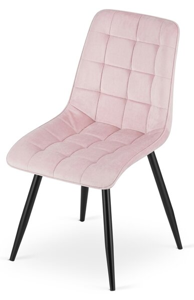 Scaun de masa SPLIT VELVET cu picioare negre, roz deschis