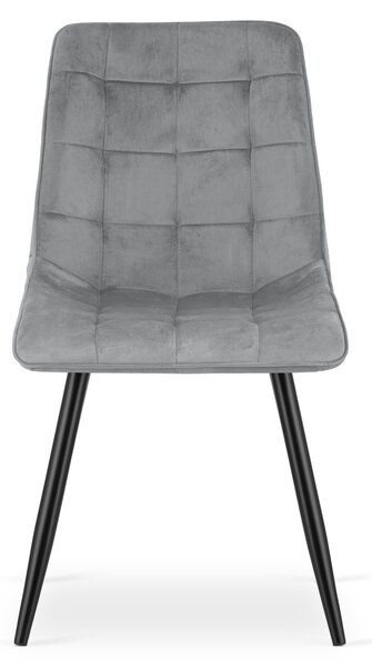 Scaun de masa SPLIT VELVET cu picioare negre, gri deschis
