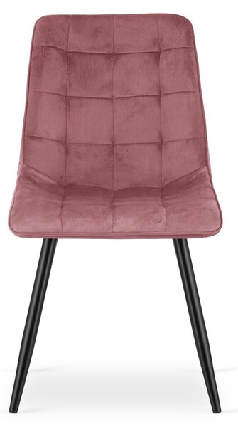 Scaun de masa SPLIT VELVET cu picioare negre, roz inchis