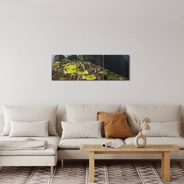 Tablou - Lame in Machu Picchu (cu ceas) (90x30 cm)