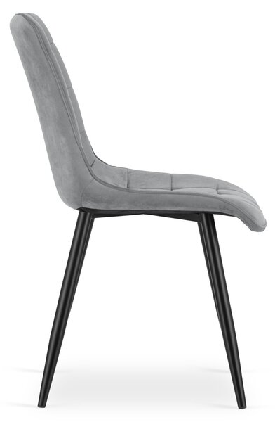 Scaun de masa SPLIT VELVET cu picioare negre, gri deschis
