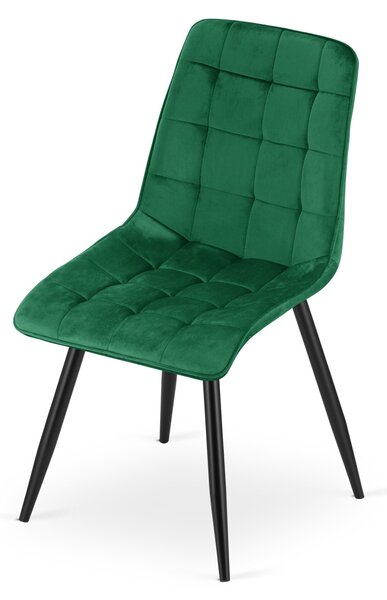 Scaun de masa SPLIT VELVET cu picioare negre, verde